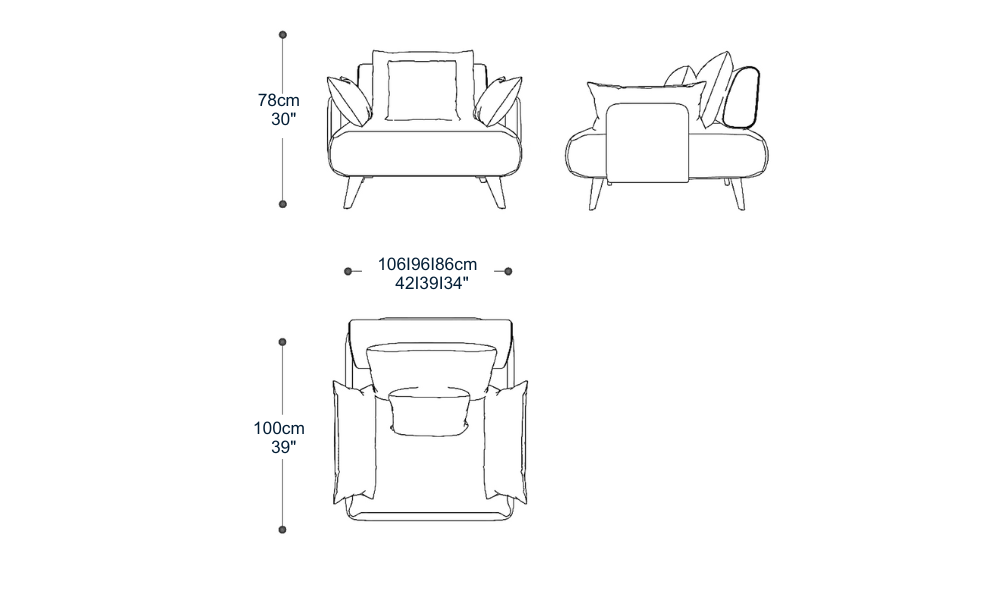 Image of the main dimensions of the product